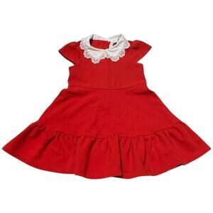 Janie and Jack Cap Sleeve Lace Collar Tiered Dress Red White 4